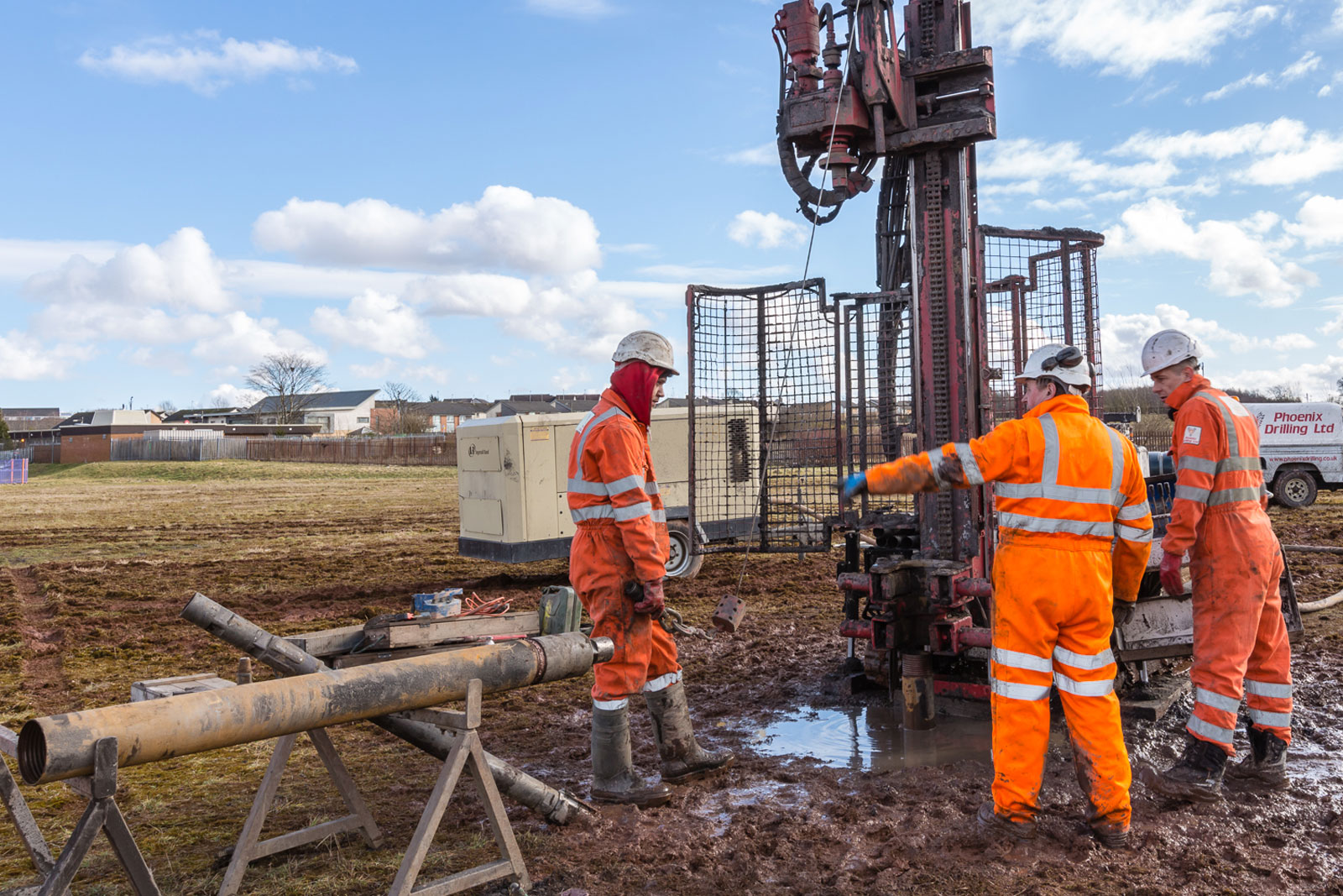 Borehole drilling service in Greenwich with drilling rig